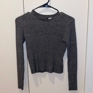 Ribbed Gray Long Sleeve Top